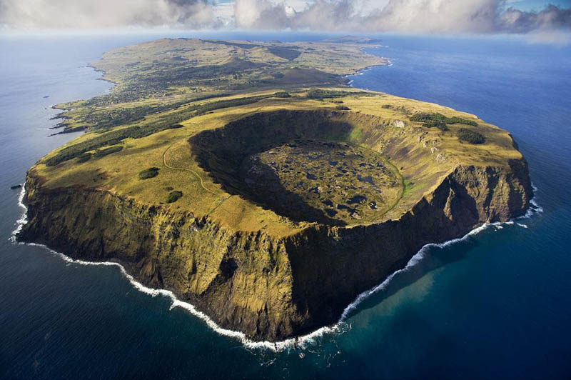 rano kau volcano in rapa nui national park easter island chile