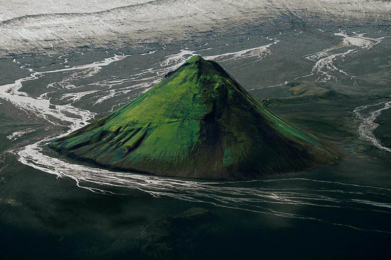 the maelifell volcano on the edge of the myrdalsjokull glacier iceland