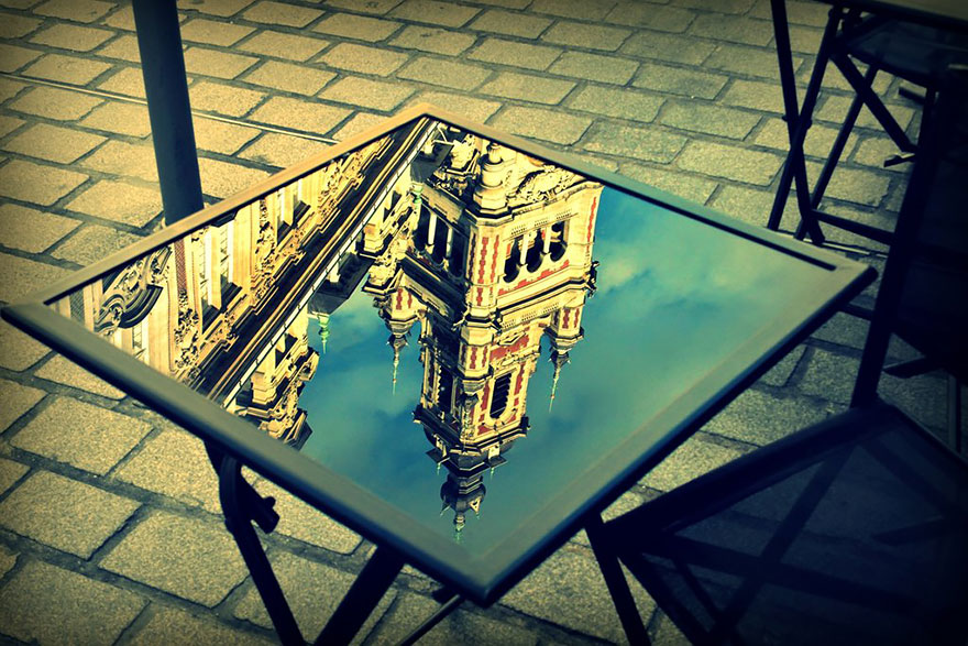 Grand Palace Reflected On Table In Lille France by elessar91